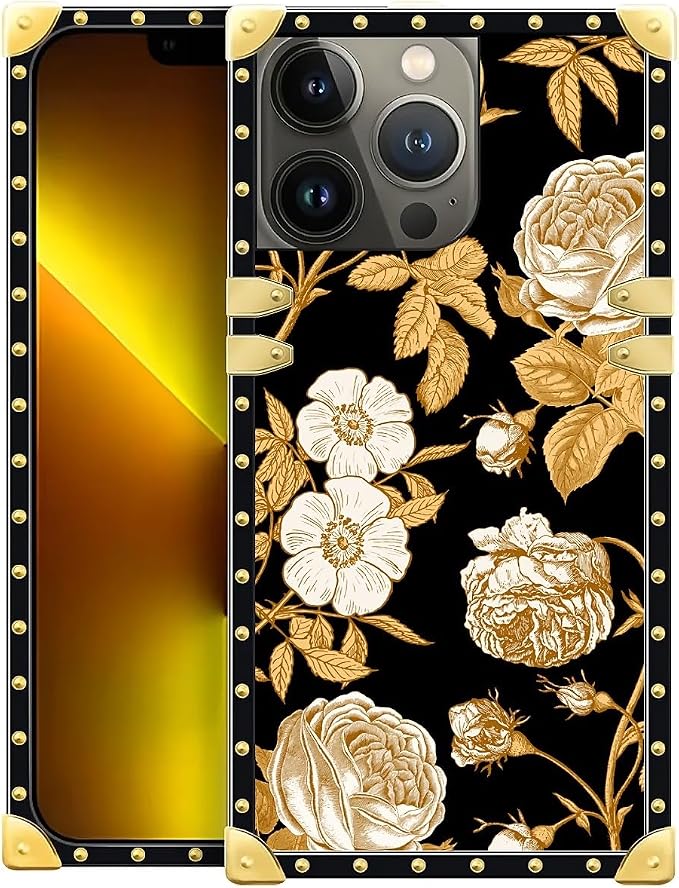 Compatible with iPhone 13 Pro Max Case, Blooming Rose Golden Flower Luxury by Unknown