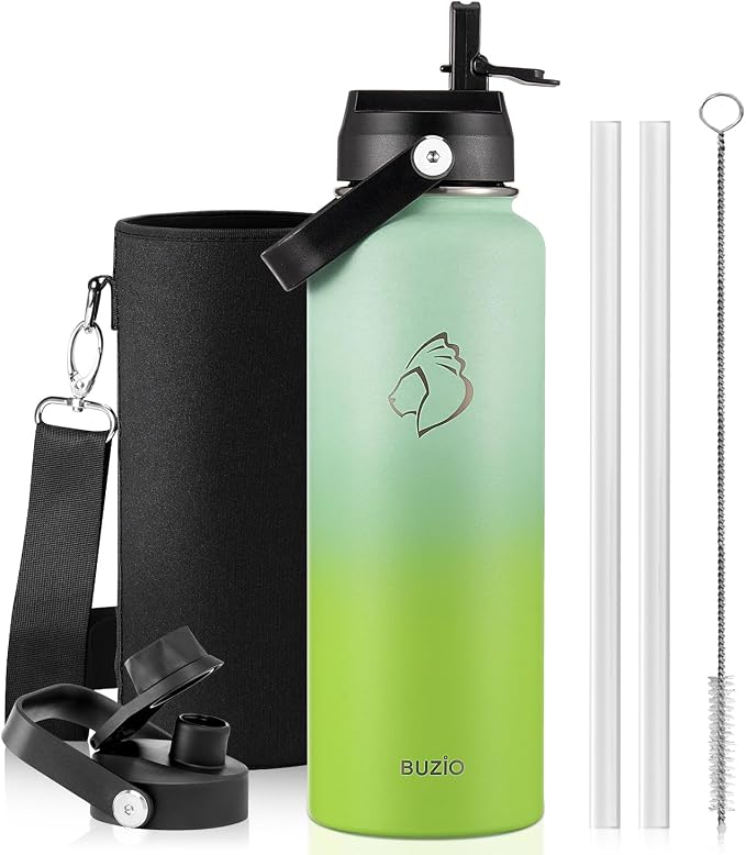 BUZIO 40oz Insulated Water Bottle, Triple Wall Stainless Steel Water Flask by BUZIO