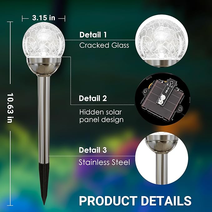 SOLPEX Solar Garden Lights Outdoor, 6 Pack Multi-Color Changing&White 2 Modes - Image 7