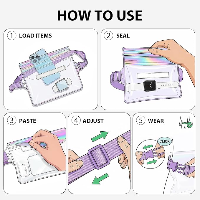 2-Pack IP68 Waterproof Phone Pouch & Fanny Pack:Waterproof Phone Case Fits - Image 4