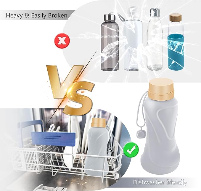 Collapsible Water Bottles, Leak Proof, Reuseable BPA Free Silicone Foldable - Image 5