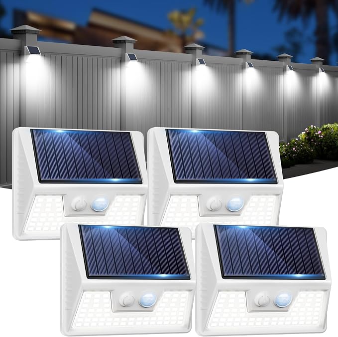 vighep 4 Pack Solar Fence Lights Waterproof, Motion Sensor Deck Lights Outdoor by Vighep
