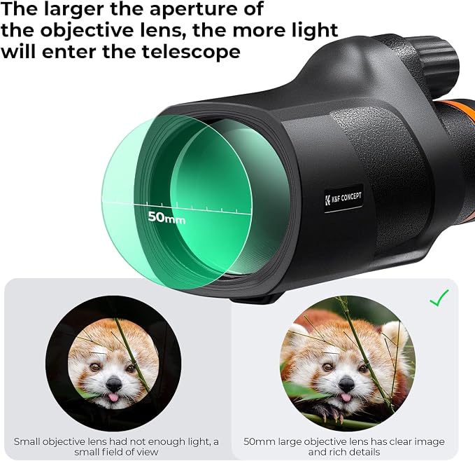 K&F Concept® IP68 10 Meters Waterproof 12X50 Monocular Telescope - Image 4