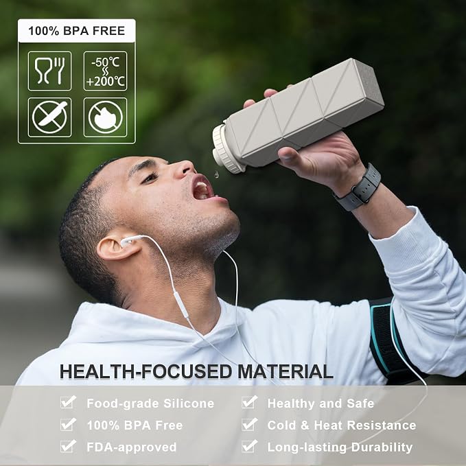 BEAUTAIL Collapsible Water Bottles 20.6oz, Silicone Foldable Portable Travel - Image 2