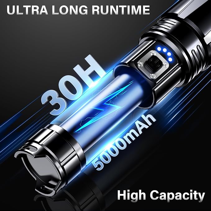 AKNEAR Rechargeable LED Flashlight 99000 High Lumens, Super Bright Flashlights - Image 6