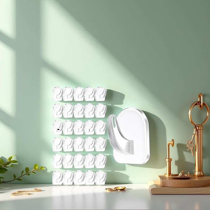 20 Pcs Clear Adhesive Wall Hooks - Image 4