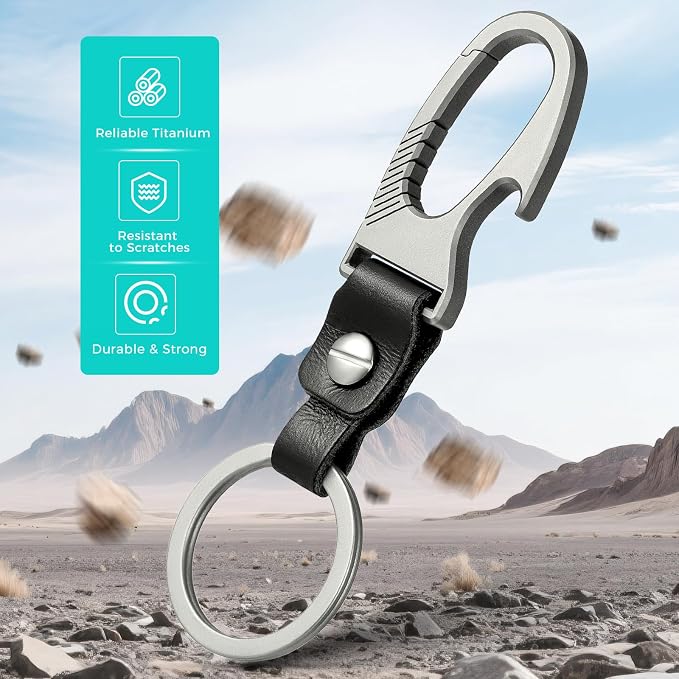 TISUR Titanium Carabiner Keychain Clip, Anti-Lost Key Ring Holder, Self-Locking - Image 5