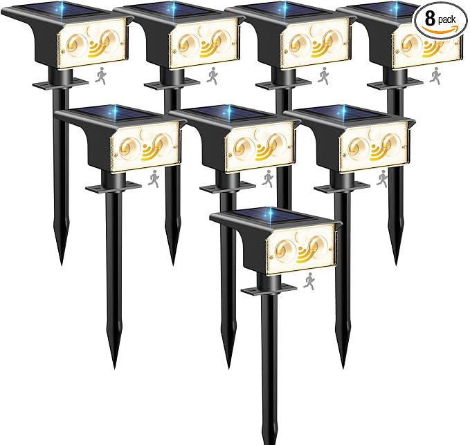 btfarm Solar Spot Lights Outdoor Waterproof, 8 Pack/3 Modes Motion Sensor Lights by btfarmdecorativelighting
