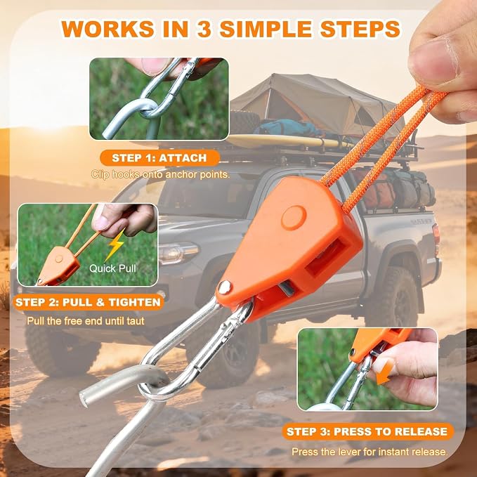 Longer 13ft Rope Ratchet 1/4 inch Straps Tie Down Rope Strap Heavy Duty - Image 6