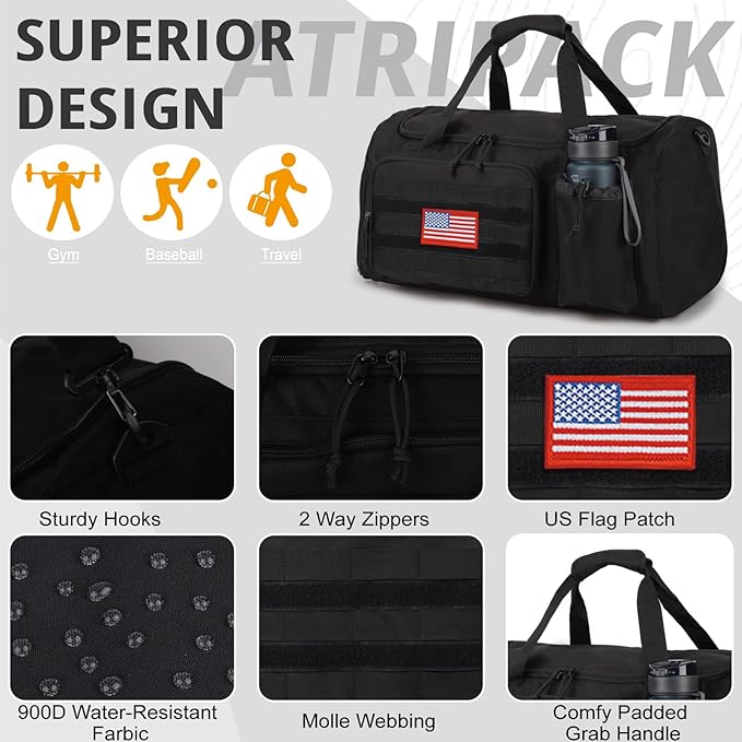 Tactical Gym Bag for Men, 60L Large Capacity Duffle Bags - Image 6