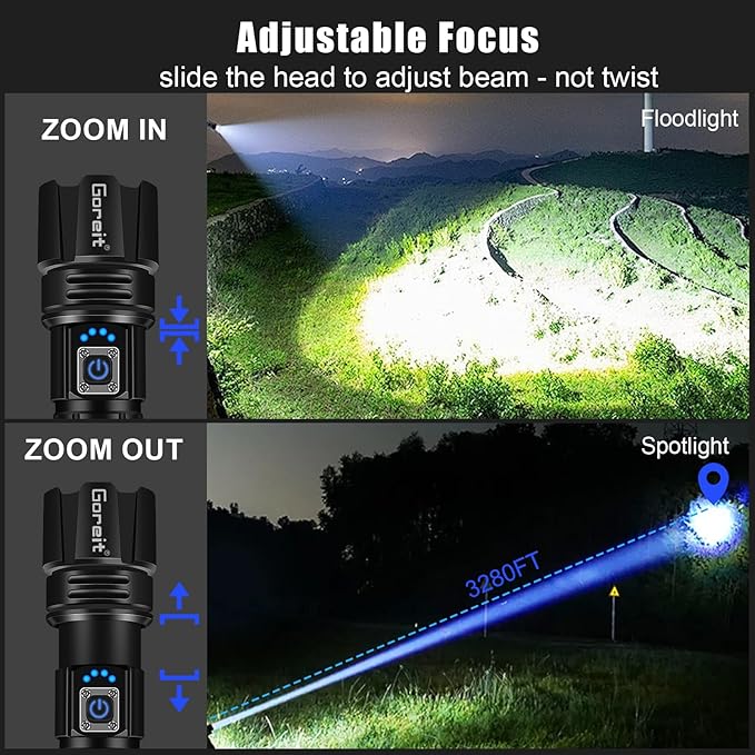 Goreit Super Bright LED Flashlight - 30W Output - Image 5