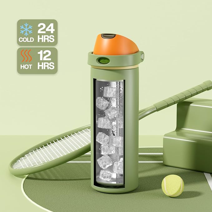POWCAN 24 oz Metal Sports Water Bottle: 2-in-1 Push-Button Spout & Quick-Flip - Image 3