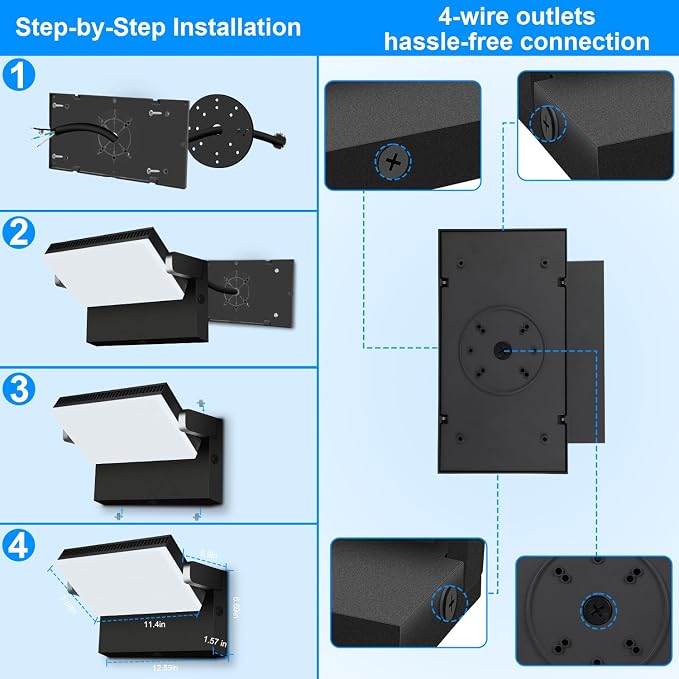 ledmo LED 150W Wall Pack Light Outdoor Switch Control Freely Rotating LED Wall - Image 9