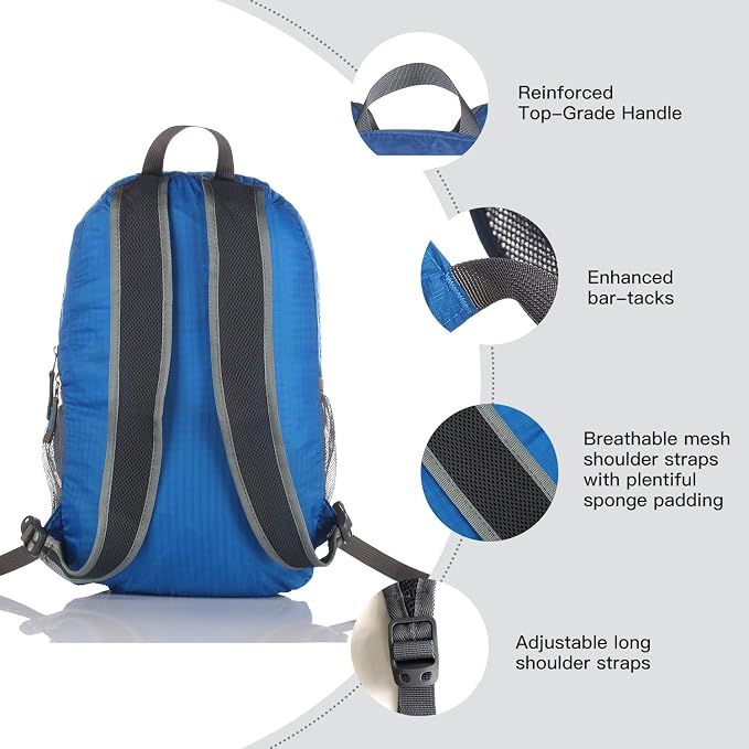 Outlander Packable Handy Lightweight Travel Hiking Backpack Daypack-Dark Blue-L - Image 4