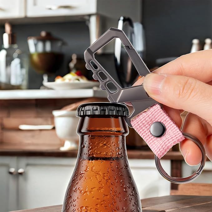 Metal heavy duty key chain carabiner clip bottle opener wrist lanyard ring car - Image 3
