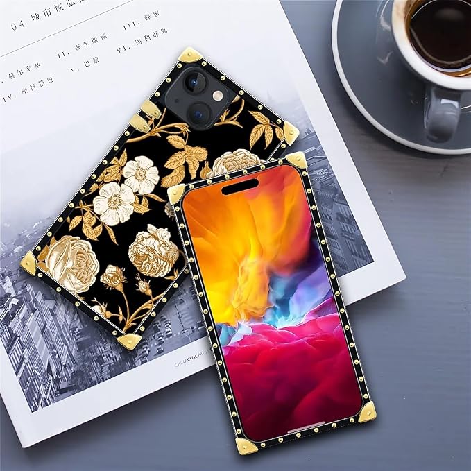 Compatible with iPhone 15 Case, Blooming Rose Golden Flower Luxury Golden - Image 6