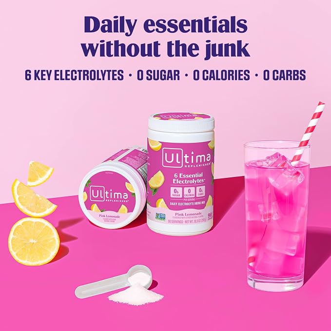 Ultima Replenisher Daily Electrolyte Powder Drink Mix – Sugar Free – Pink - Image 2