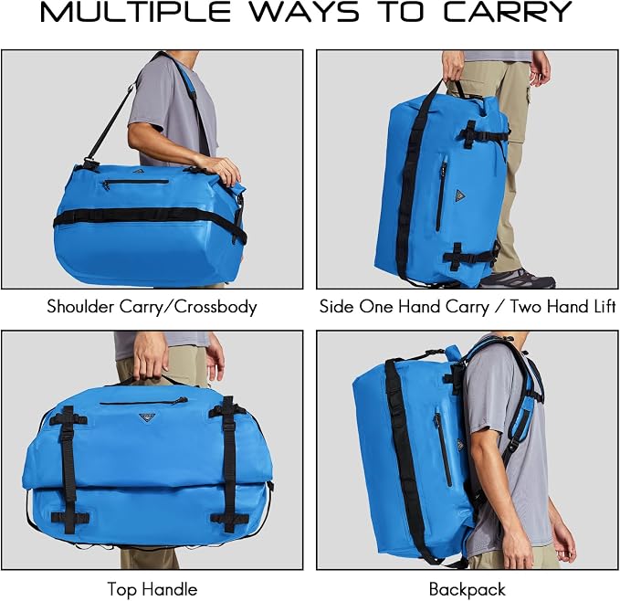 Haimont Large Waterproof Duffel Backpack Roll-Top Heavy Duty Dry Duffle Bag - Image 5