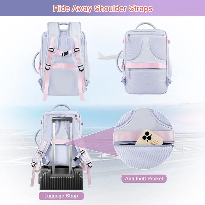 Sinaliy Carry on Backpack, Waterproof 17 Inch Laptop Backpack - Image 4