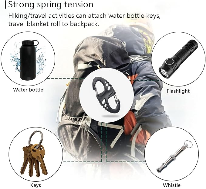 12 Pack 2" Carabiner Clip Plastic S Carabiner Clips Paracord Keychain Hooks - Image 5