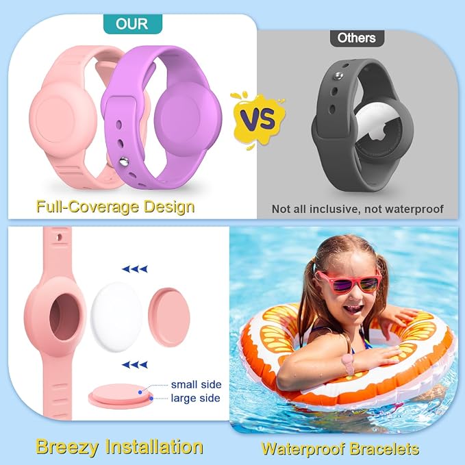 4 Pack for AirTag Bracelet & Air tag Necklace, Soft Silicone Wristband Air Tag - Image 4