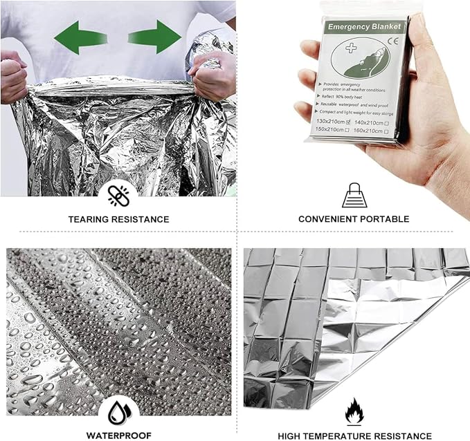 50 Pack Emergency Foil Blankets 51” x 83” – Thermal Mylar Survival Blankets - Image 4