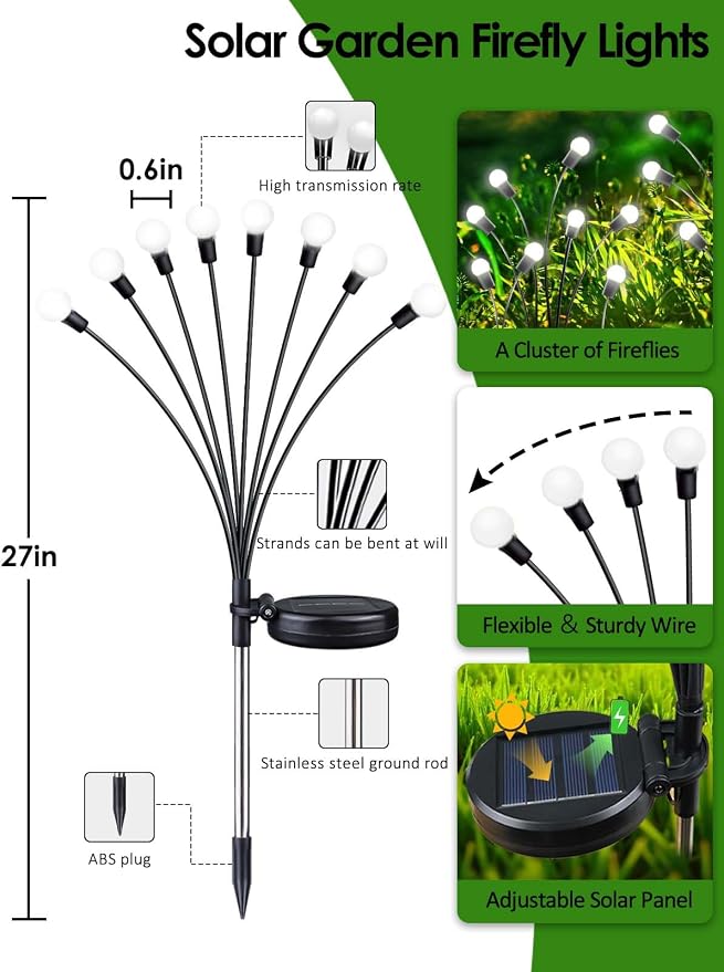 2026 Upgraded Solar Lights Outdoor, 8 Pack Solar Garden Lights - Image 2