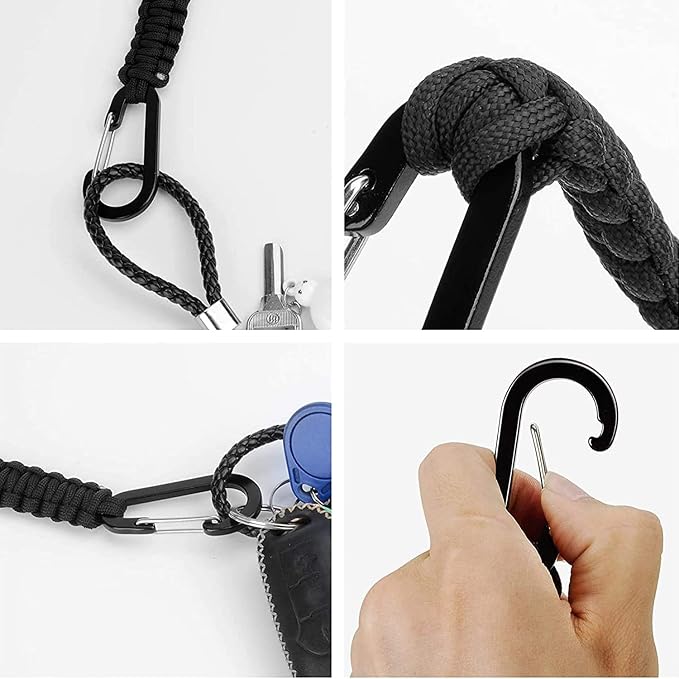BRAVESHINE Paracord Keychain Carabiner Clip, D Ring Lanyard Hanger Stroller Hook - Image 9