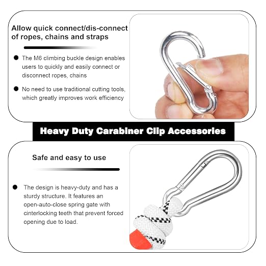 40 PCS 2'' Spring Snap Hook Carabiner, M5 3/16 Inch Galvanized Silver Steel - Image 3