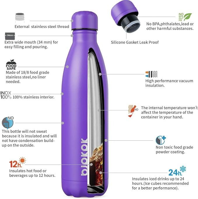 BJPKPK 25oz Insulated Stainless Steel Water Bottles Travel Sports Metal Water - Image 3