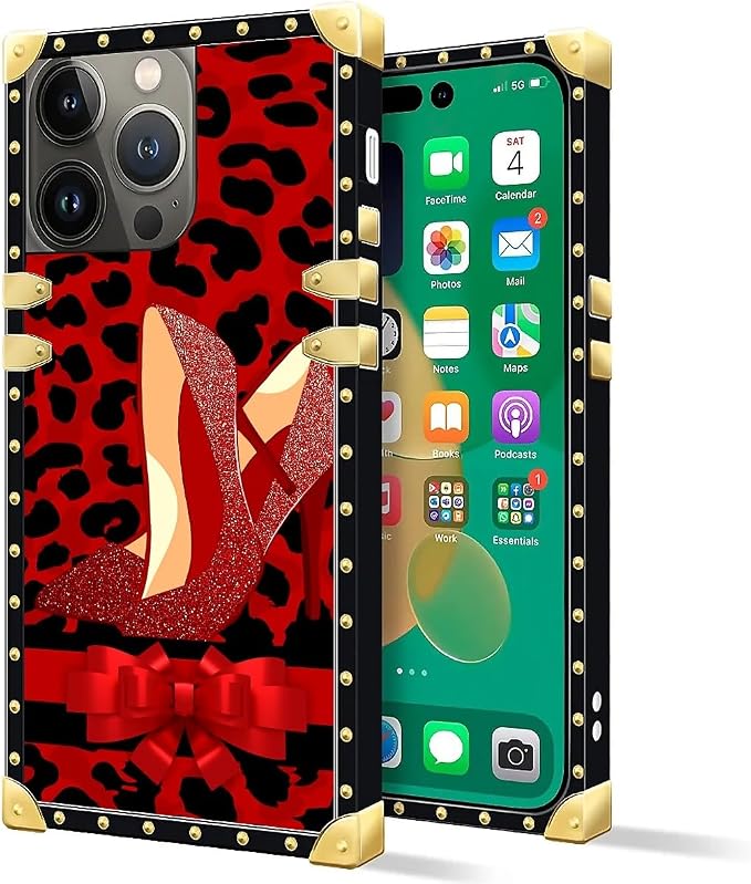 Compatible with iPhone 14 Pro Case, Elegant High Heels Luxury Golden Decoration - Image 2