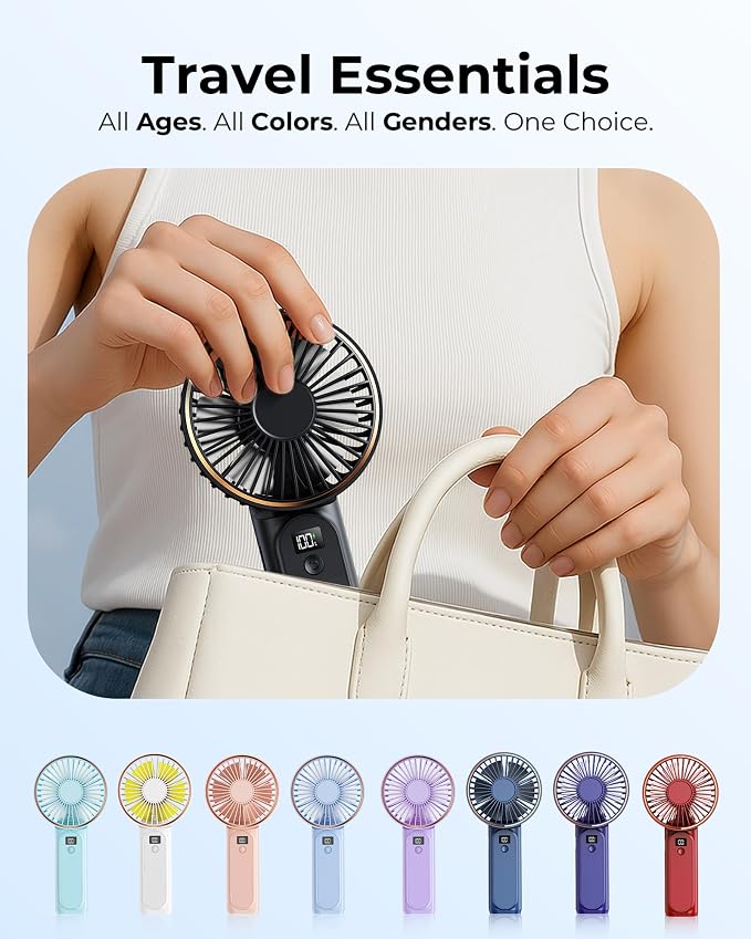 TUNISE Portable Handheld Fan, Portable Fan Rechargeable, 180° Adjustable - Image 6
