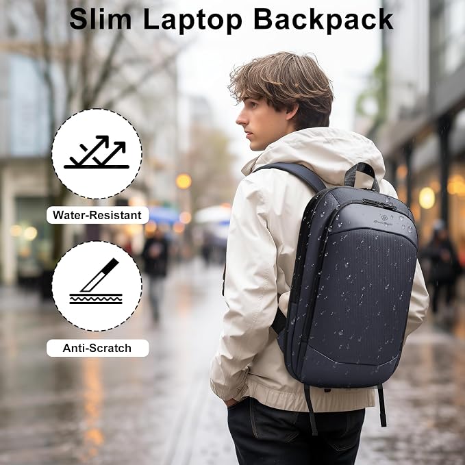 Slim Laptop Backpack for Men, Waterproof Expandable High Tech Business Work - Image 2