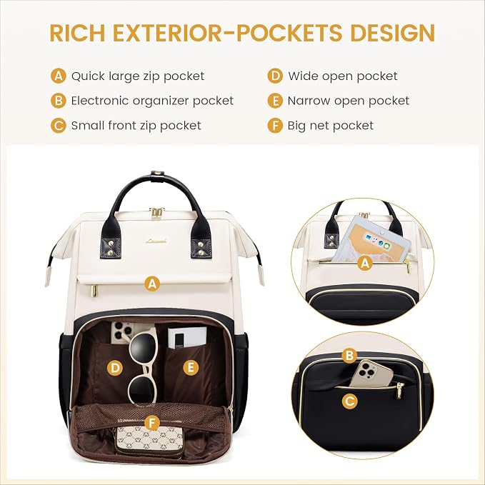 LOVEVOOK Leather Backpacks for Women, 15.6 inch Leather Laptop Backpack Women - Image 3