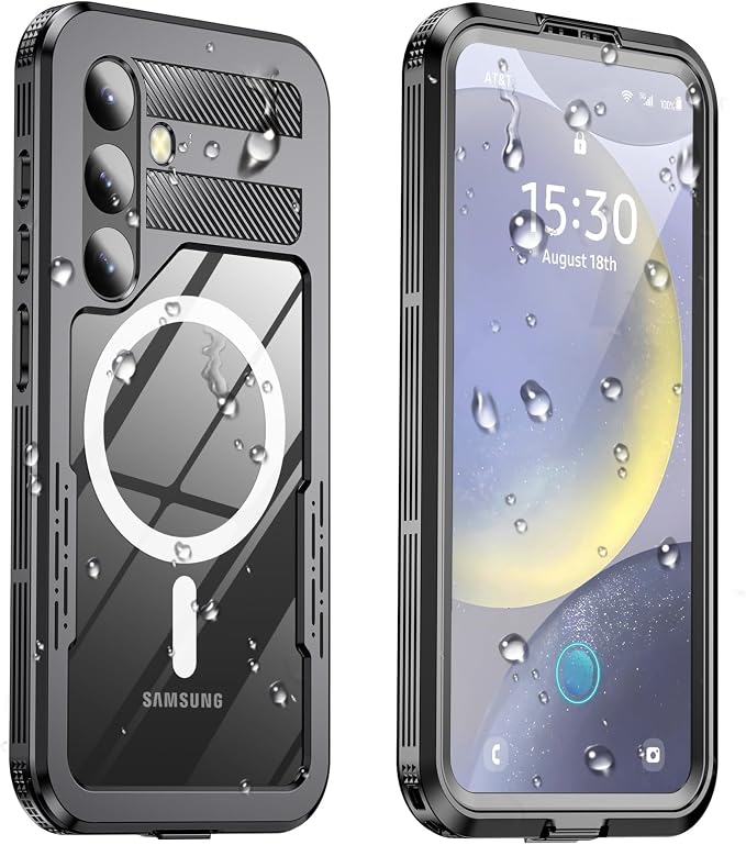 for Samsung Galaxy S24 Waterproof Case, Magnetic Heavy Duty Military Grade by Haireca