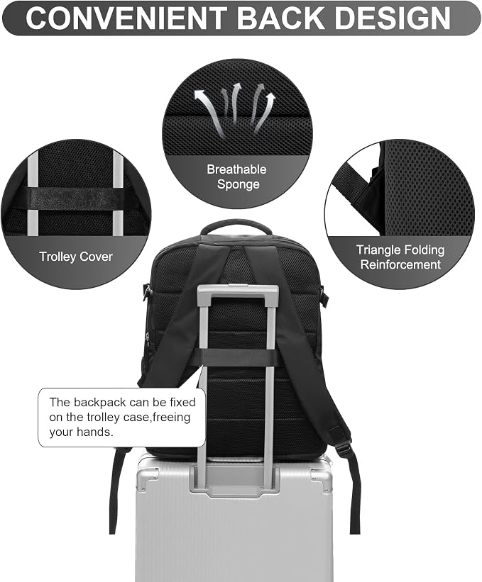 WONHOX Large Travel Backpack Carry on Flight Approved Laptop Work Business - Image 5