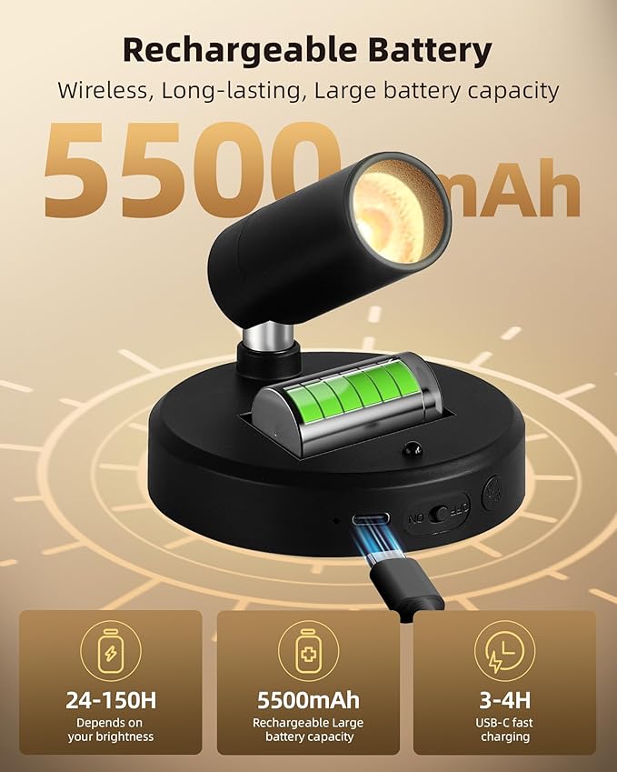 EZVALO Spotlights Indoor with Remote, 5500mAh Rechargeable Picture Lights - Image 2