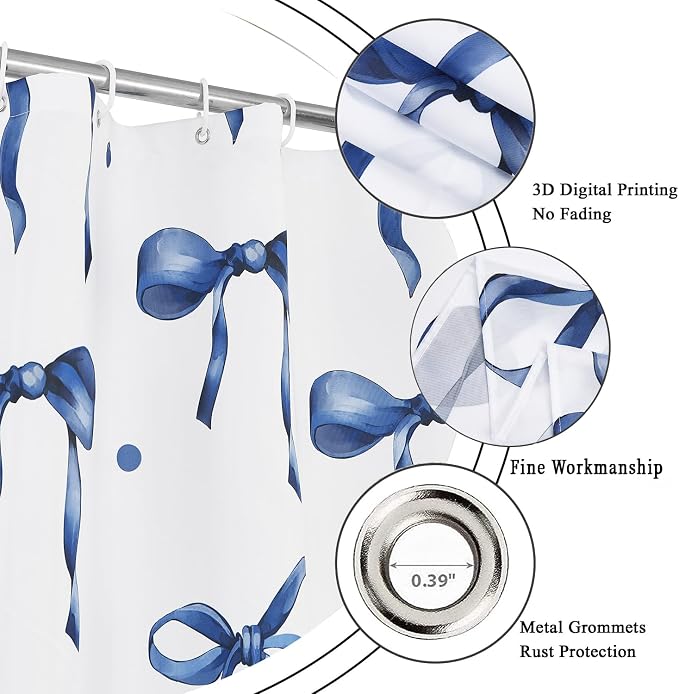 Navy Bow Shower Curtain - Image 5