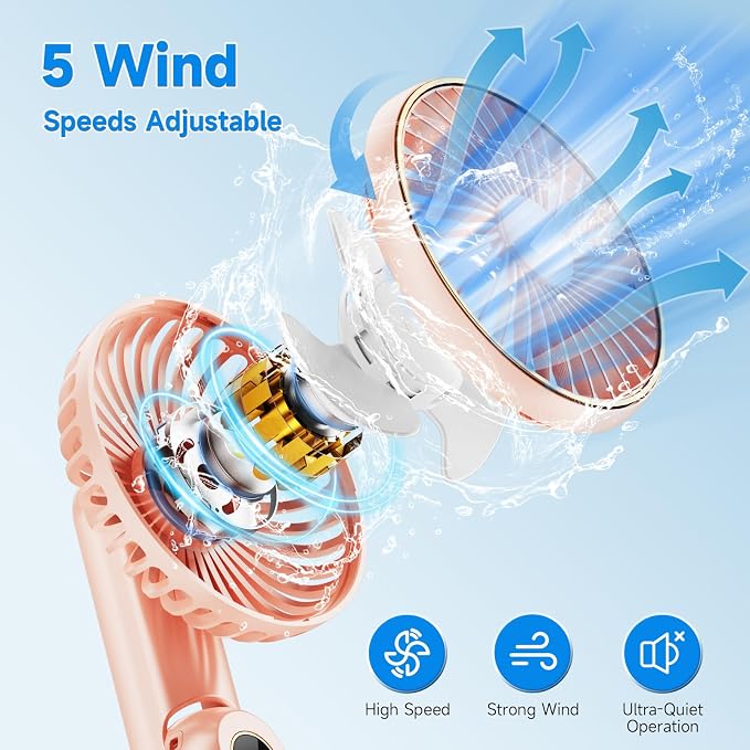 Portable Handheld Fan, 180° Foldable Personal Fan, USB Rechargeable Mini Hand - Image 3