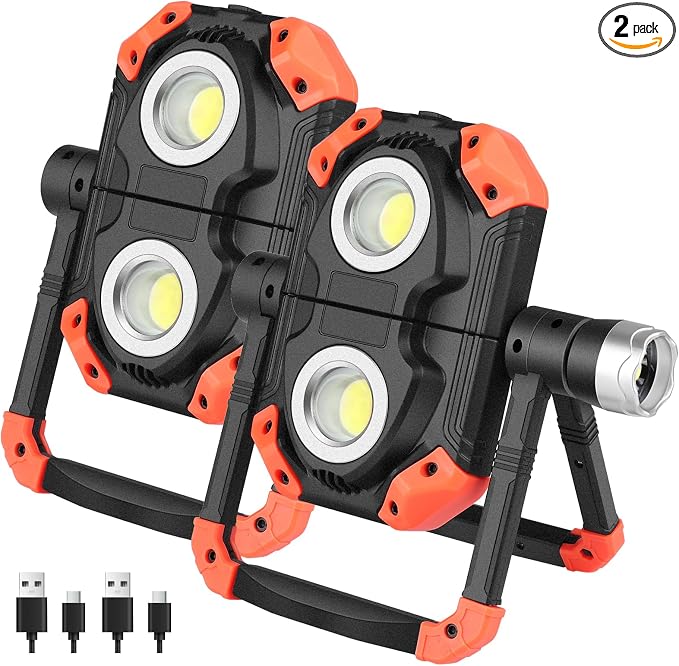 sunzone Rechargeable LED Work Light, Portable Flood Light Spotlight 2 in 1 Job by sunzone