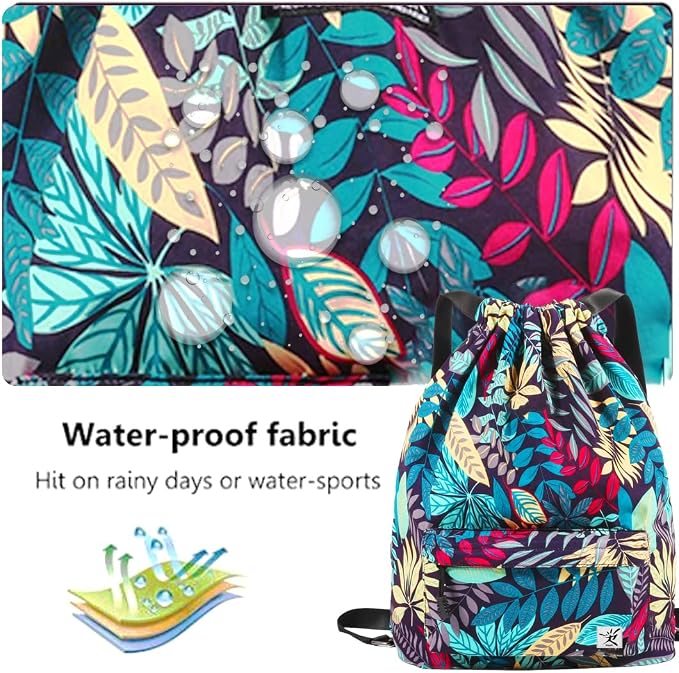 Waterproof Drawstring Bag, Gym Bag Sackpack Sports Beach Backpack - Image 6