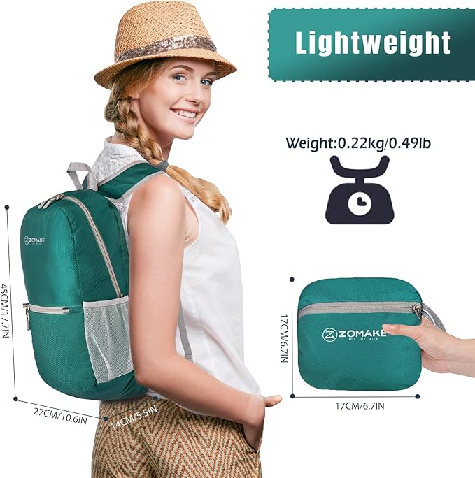 ZOMAKE Ultra Lightweight Hiking Backpack 20L, Packable Small Backpacks Water - Image 2