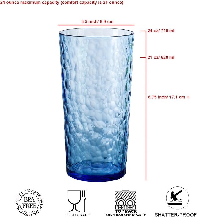 24-ounce Plastic Tumblers, Acrylic Drinking Glasses High-Balls, Reusable - Image 2