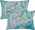 Teal Marble Throw Pillow Covers Set of 2 Queen Size Turquoise Blue Gold Natural by Unknown
