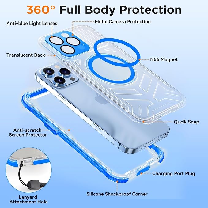 WIFORT for iPhone 15 Pro Max Waterproof Case, 360 Full Body Sealed Protection - Image 6