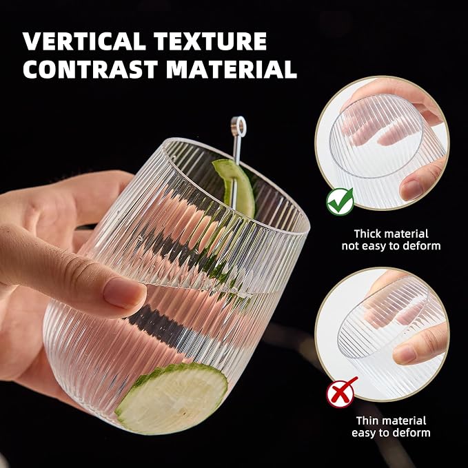 Lueumxc 36 Pack 15Oz Plastic Wine Glasses, Origami Ribbed Disposable Wine - Image 3