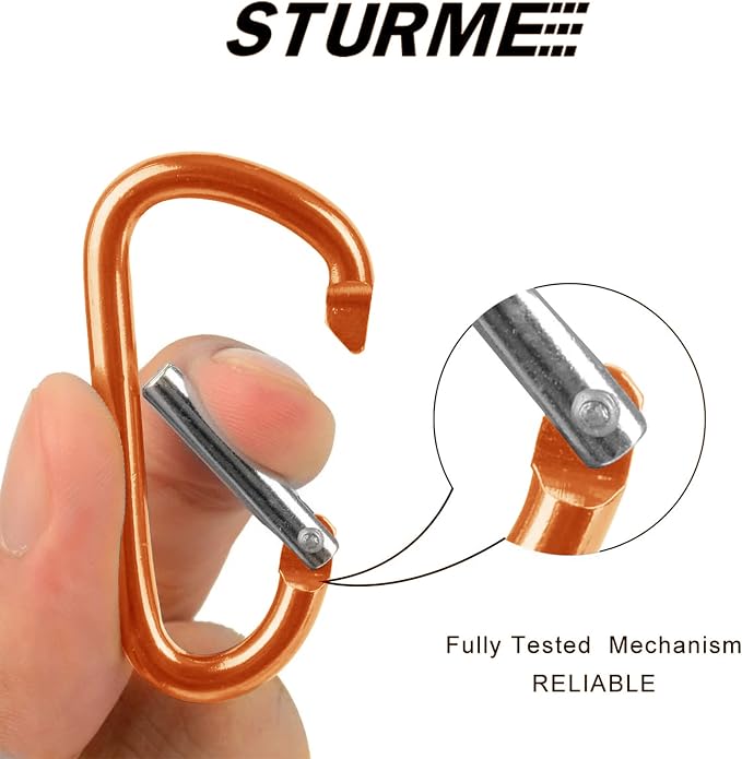 STURME 2" Aluminum D Ring Carabiners Clip D Shape Spring Loaded Gate Small - Image 3