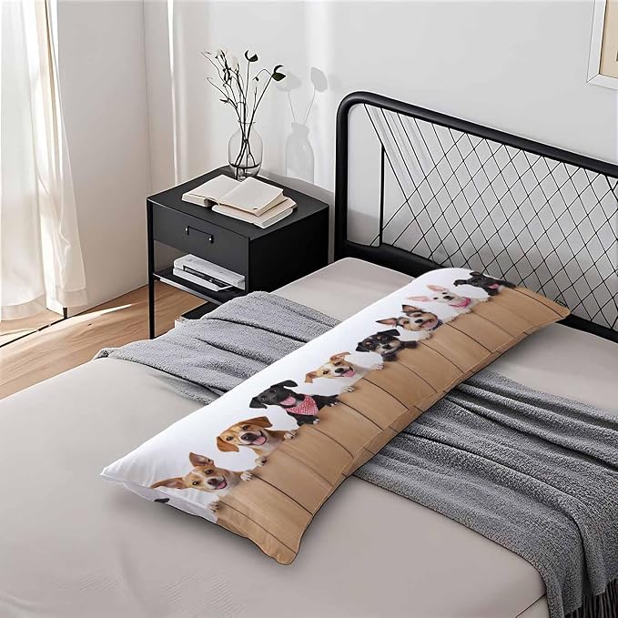 Dog Rectangle Body Pillow Covers Cute Puppy Dogs 20"X54" Couch Body Pillow - Image 7