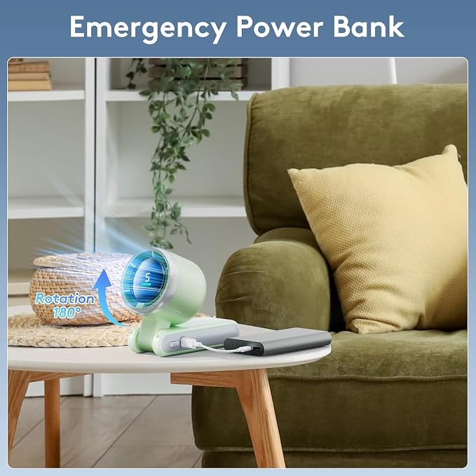 Portable Handheld Mini Fan, Foldable Powerful Winds Turbo Fan, 10000mAh Battery - Image 6
