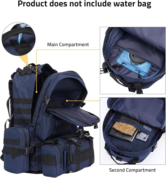 CVLIFE Tactical Backpack Military Army Rucksack 60L Large Assault Pack - Image 3